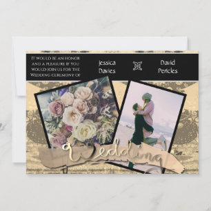 Hochzeits-Einladungen Fotos & Sepia Steampunk Einladung