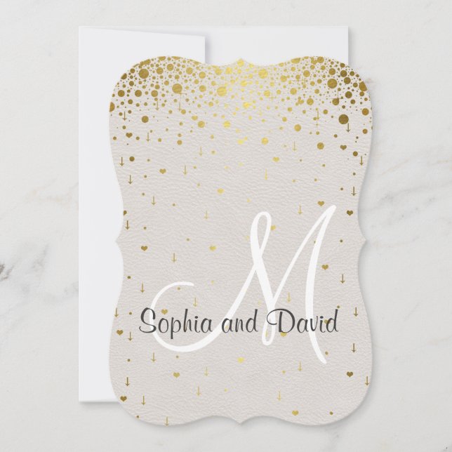 Hochzeits Einladungen | Gold Glam Konfetti RSVP (Vorderseite)