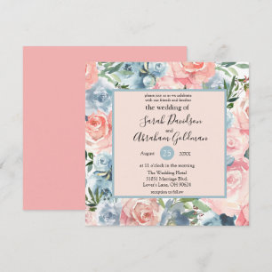 Hochzeits Einladungen - Rosa Staub Blau Florale Ro