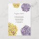 Hochzeits-Empfangs-Karten-lila gelbe Dahlie-Blume Begleitkarte (Rückseite)