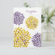 Hochzeits-Empfangs-Karten-lila gelbe Dahlie-Blume Begleitkarte (Stehend Vorderseite)