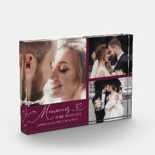 Hochzeits-Erinnerungen mit Liebe Cranberry Fotoblock