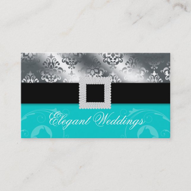 Hochzeits-Event-Planer-Juwel-Blau-Silber Visitenkarte (Vorderseite)