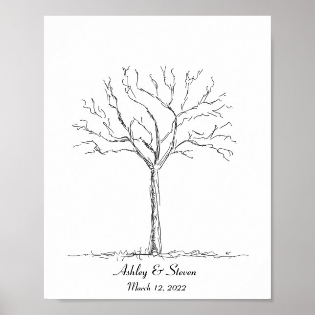 Hochzeits-Fingerabdruck-Baum Poster (Vorne)