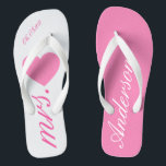 Hochzeits-Flitterwochen-Brautrosa Flip Flops<br><div class="desc">Hochzeits-Flitterwochen-Brautrosa drehen Reinfall um.</div>