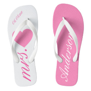 Hochzeits-Flitterwochen-Brautrosa Flip Flops