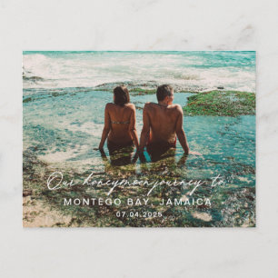Hochzeits Flitterwochen Weiße Schrift Destination  Postkarte
