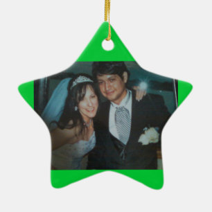 Hochzeits-Foto Ordimant für Ihr erstes Weihnachten Keramik Ornament