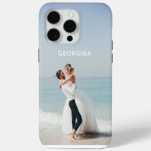 Hochzeits-Foto-Vorlage mit personalisiertem Namen iPhone 15 Pro Max Hülle