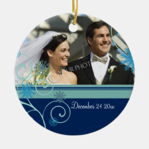 Hochzeits-Foto-Weihnachtsverzierung Keramikornament