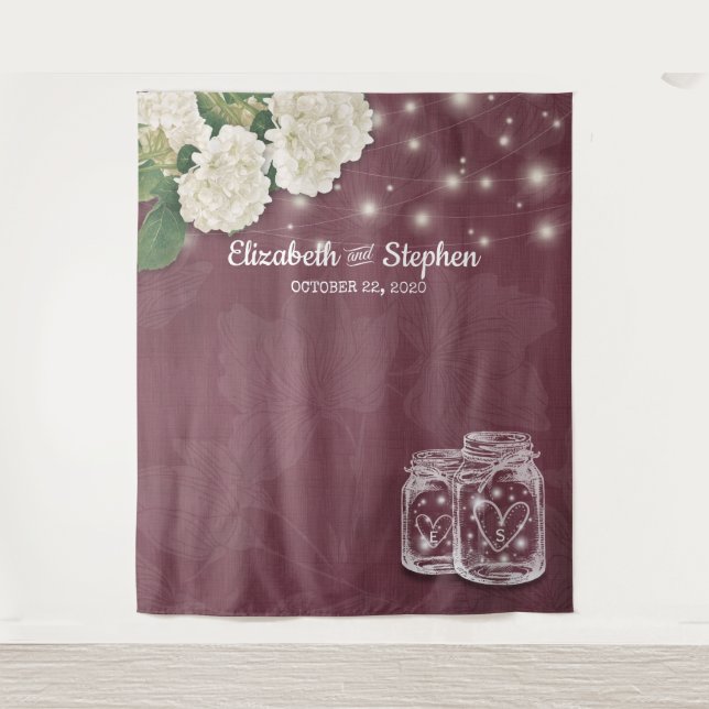 Hochzeits-Fotobooth-Hintergrund Mason-Jars-Hortens Wandteppich (Vorderseite)