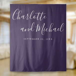 Hochzeits-Fotobooth-Hintergrund 'Script Purple' Wandteppich