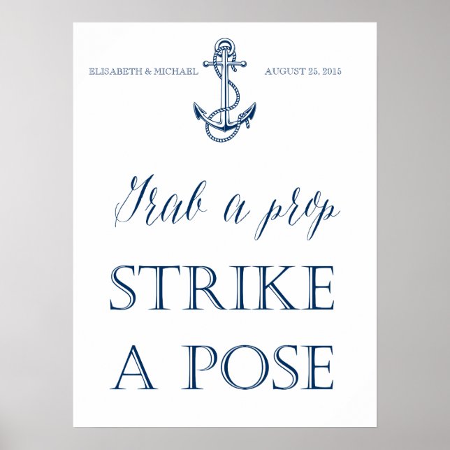 Hochzeits-Fotobooth-Schild, maritimer Stil Poster (Vorne)