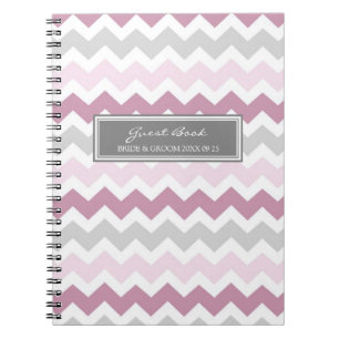 Hochzeits-Gast-Buch-Rosa-graues Zickzack Notizbuch Notizblock