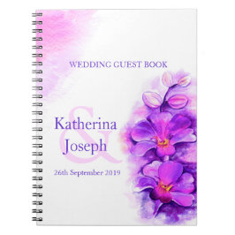 Hochzeits-Gastbuch der leuchtenden Orchidee lila Notizblock