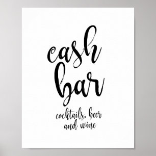 Hochzeits-Geld-Bar-Schwarz-Weiß-8x10-Schild Poster