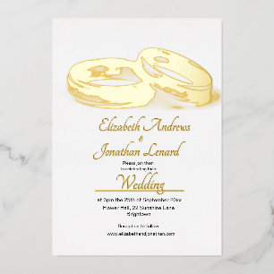 Hochzeits-Goldfolie-Elegante Ringe  Einfach  Folieneinladung