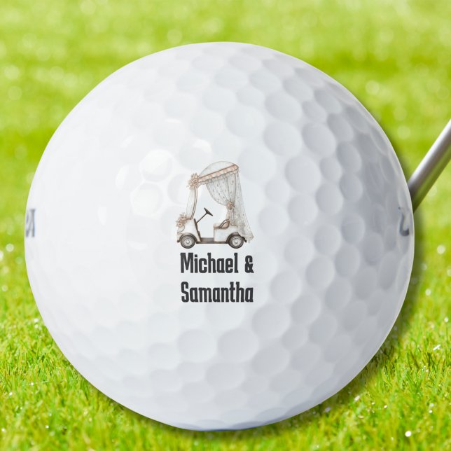 Hochzeits-Golfwagen Süße Braut Bräutigam Monogramm Golfball (Von Creator hochgeladen)