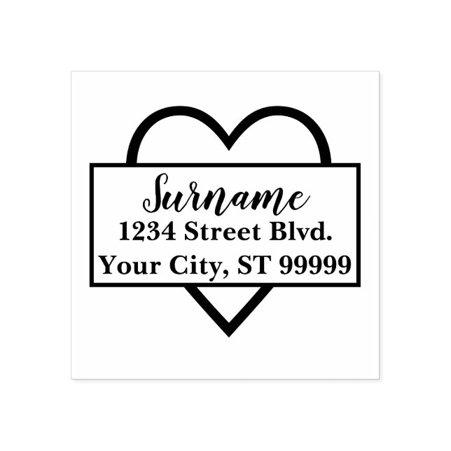 Hochzeits-Herz-Rücksendeadresse Gummistempel (Prägung)