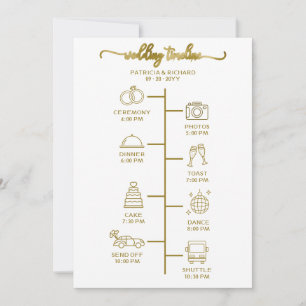 Hochzeits-Itinerar-Ikone Chic-Script-Hochzeitsprog Dankeskarte