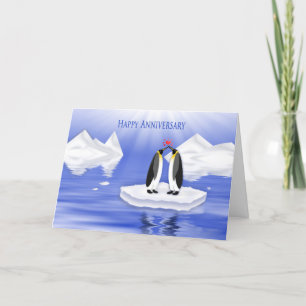 Hochzeits-Jahrestag, zwei Penquins in der Liebe Karte