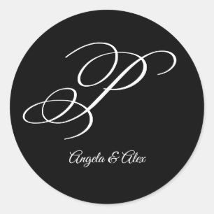 Hochzeits-Kalligrafie Fancy-Letter-P-Monogramm Runder Aufkleber