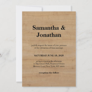 Hochzeits Klassisch Eiche Hell Holzstruktur Einladung