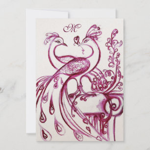 Hochzeits-Liebesvögel-Monogramm Rot Pink Weiß Perl Ankündigung