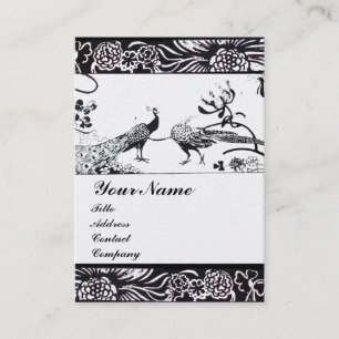 Hochzeits-Liebesvögel-Monogramm Schwarz-Weiß-Perle Visitenkarte