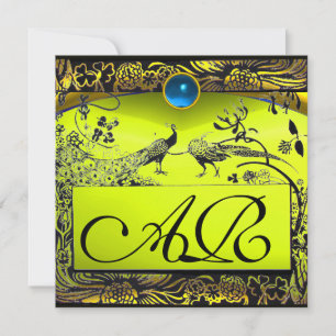 Hochzeits-Liebesvögel-Monogramm schwarzer gelber T Ankündigung
