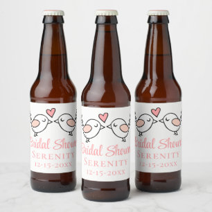 Hochzeits-Liebesvögel Rosa Lovebirds Brautparty Bierflaschenetikett
