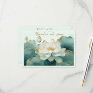 Hochzeits-Lotusblume goldene Ränder RSVP Karte