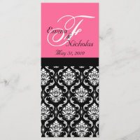 Hochzeits-Menü kardiert Pink-Monogramm-Damast