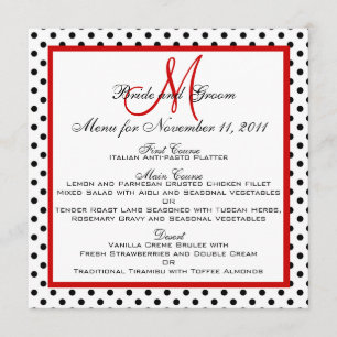 Hochzeits-Menü kardiert Punkt-rotes Menükarte