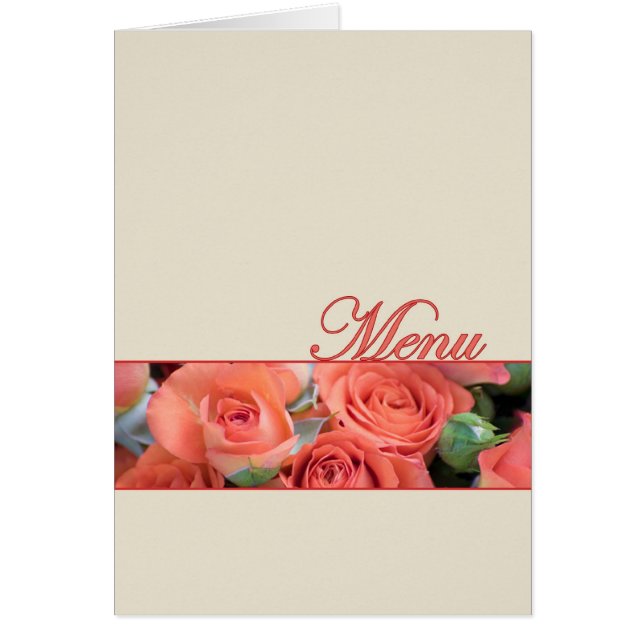 Hochzeits-Menü-Karten-Pfirsich-Rosen-Creme (Vorne)