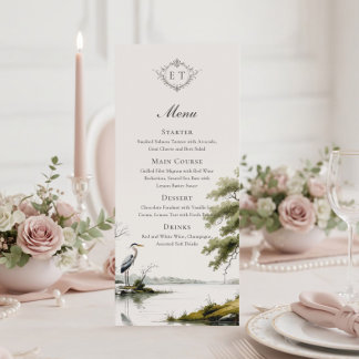 Hochzeits-Menükarte im Landhausstil mit Monogramm  Menükarte