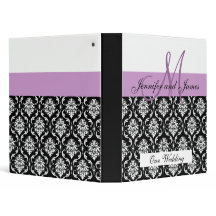 Hochzeits-Monogramm-lila Planungs-Damast-Mappe