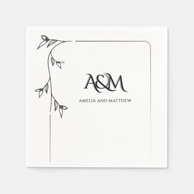 Hochzeits-Monogramm-Papier-Servietten Serviette (Vorderseite)