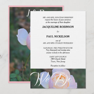 Hochzeits-Monogramm Pastellrosa Rose Einladung