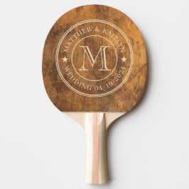Hochzeits-Monogramm-Stern aus dem Schneidblock Tischtennis Schläger