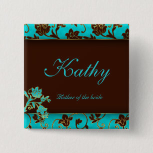 Hochzeits-Namensschild-Knopf-Goldblumen-BB Button