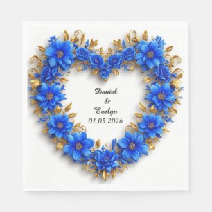 Hochzeits-Ornat Blumen Herzrahmen Blaue Blumen Serviette