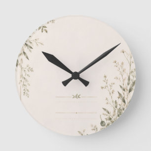 Hochzeits-Papeterie mit natürlichem botanischen Ch Runde Wanduhr