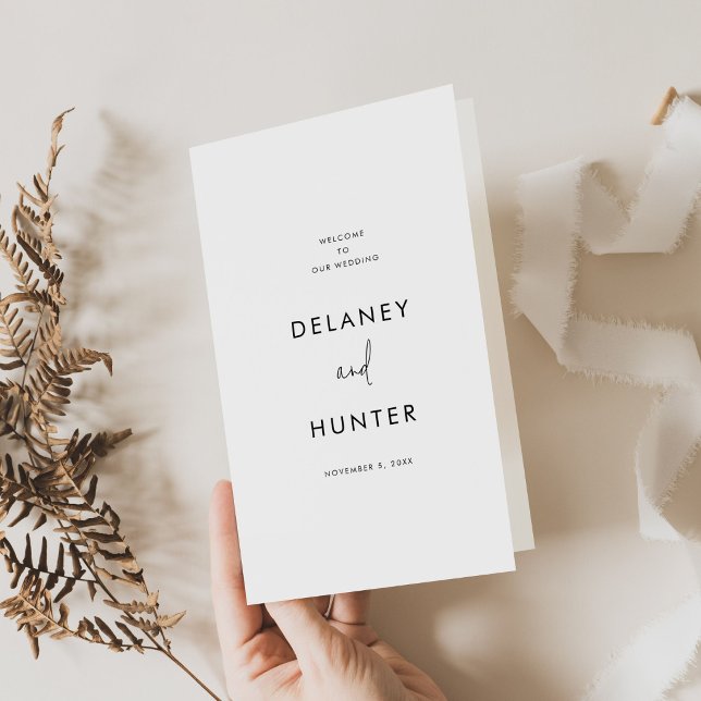 Hochzeits-Papier-Programmheft im minimalistischen  Flyer (Von Creator hochgeladen)