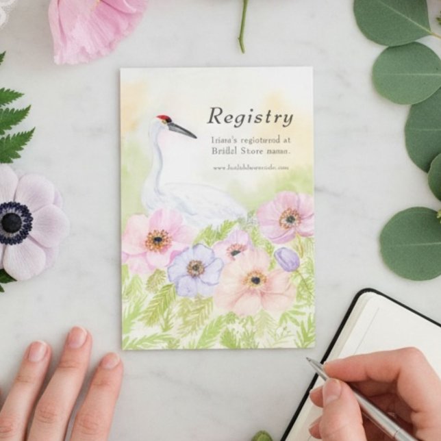 Hochzeits-Party-Registry Whooping Crane Anemonen  Begleitkarte (Von Creator hochgeladen)