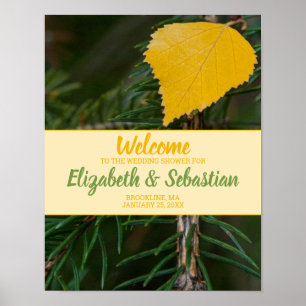 Hochzeits-Party WILLKOMMEN Schild Leaf Pine Zweig