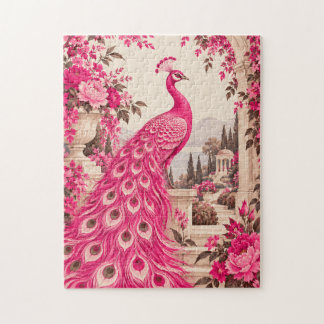 Hochzeits-Pfau Botanical | Pink Couture Puzzle