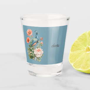 Hochzeits-Pfau Botanical Vintage Feier Schnapsglas