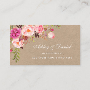 Hochzeits-Pink-Floral-Kraft-Registry-Einlegekarte Begleitkarte