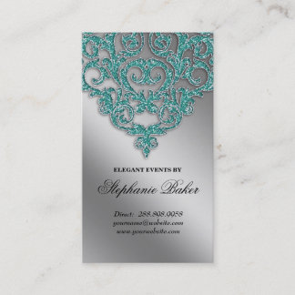 Hochzeits-Planer-Schmuck-Damast-Silber-Schein Visitenkarte